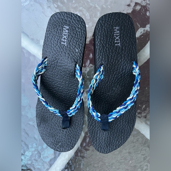 Blue Platform Flip Flops - Picture 2 of 4